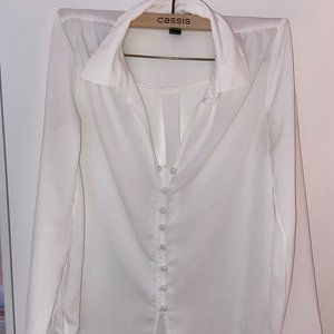 Buttoned Collar Blouse || White